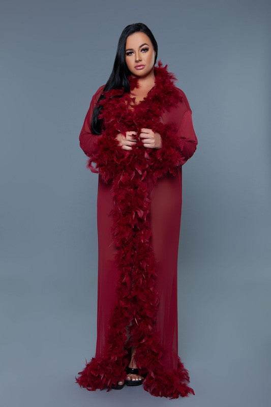 Glamour Boa Feather Trim Robe - Shop Style & More | Fresh Looks, Everyday Deals & Free Shipping