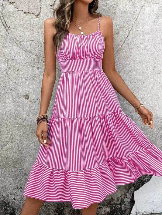Striped spaghetti strap midi dress - Shop Style & More | Fresh Looks, Everyday Deals & Free Shipping