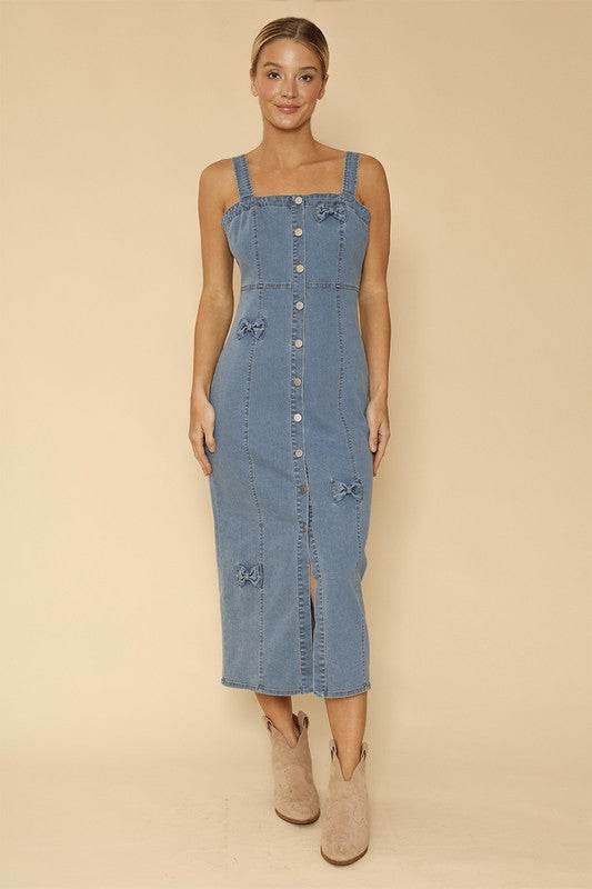 Denim dress with bow detailing - Shop Style & More | Fresh Looks, Everyday Deals & Free Shipping