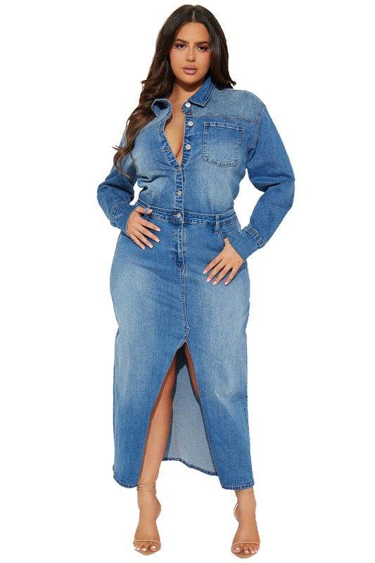 WOMEN FASHION DENIM LONG MAXI DRESS - Shop Style & More | Fresh Looks, Everyday Deals & Free Shipping