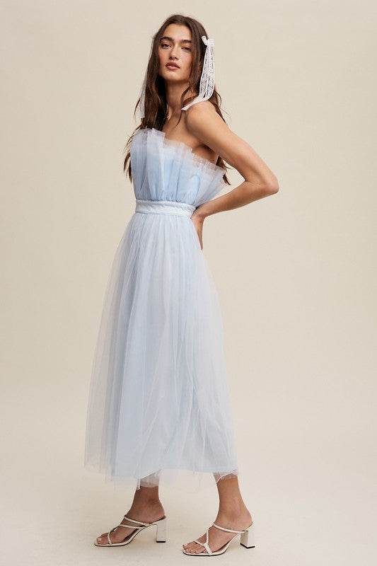 Paper Bag Frill Tulle Maxi Dress - Shop Style & More | Fresh Looks, Everyday Deals & Free Shipping