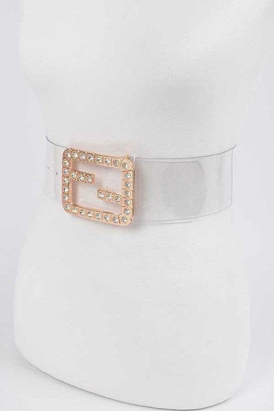 Plus Size Crytal F Logo Transparent Cleared Belt - Shop Style & More | Fresh Looks, Everyday Deals & Free Shipping