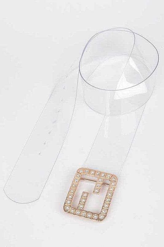 Plus Size Crytal F Logo Transparent Cleared Belt - Shop Style & More | Fresh Looks, Everyday Deals & Free Shipping