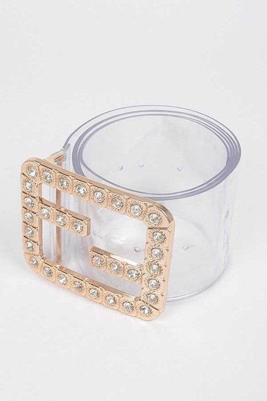 Plus Size Crytal F Logo Transparent Cleared Belt - Shop Style & More | Fresh Looks, Everyday Deals & Free Shipping