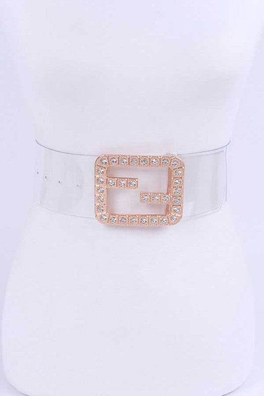 Plus Size Crytal F Logo Transparent Cleared Belt - Shop Style & More | Fresh Looks, Everyday Deals & Free Shipping