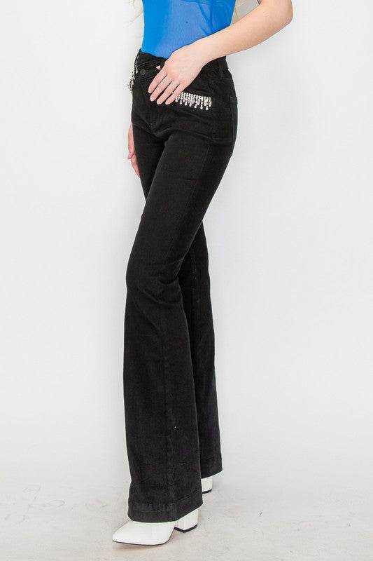 FESTIVAL HIGH RISE CROSS OVER FLARE JEANS - Shop Style & More | Fresh Looks, Everyday Deals & Free Shipping