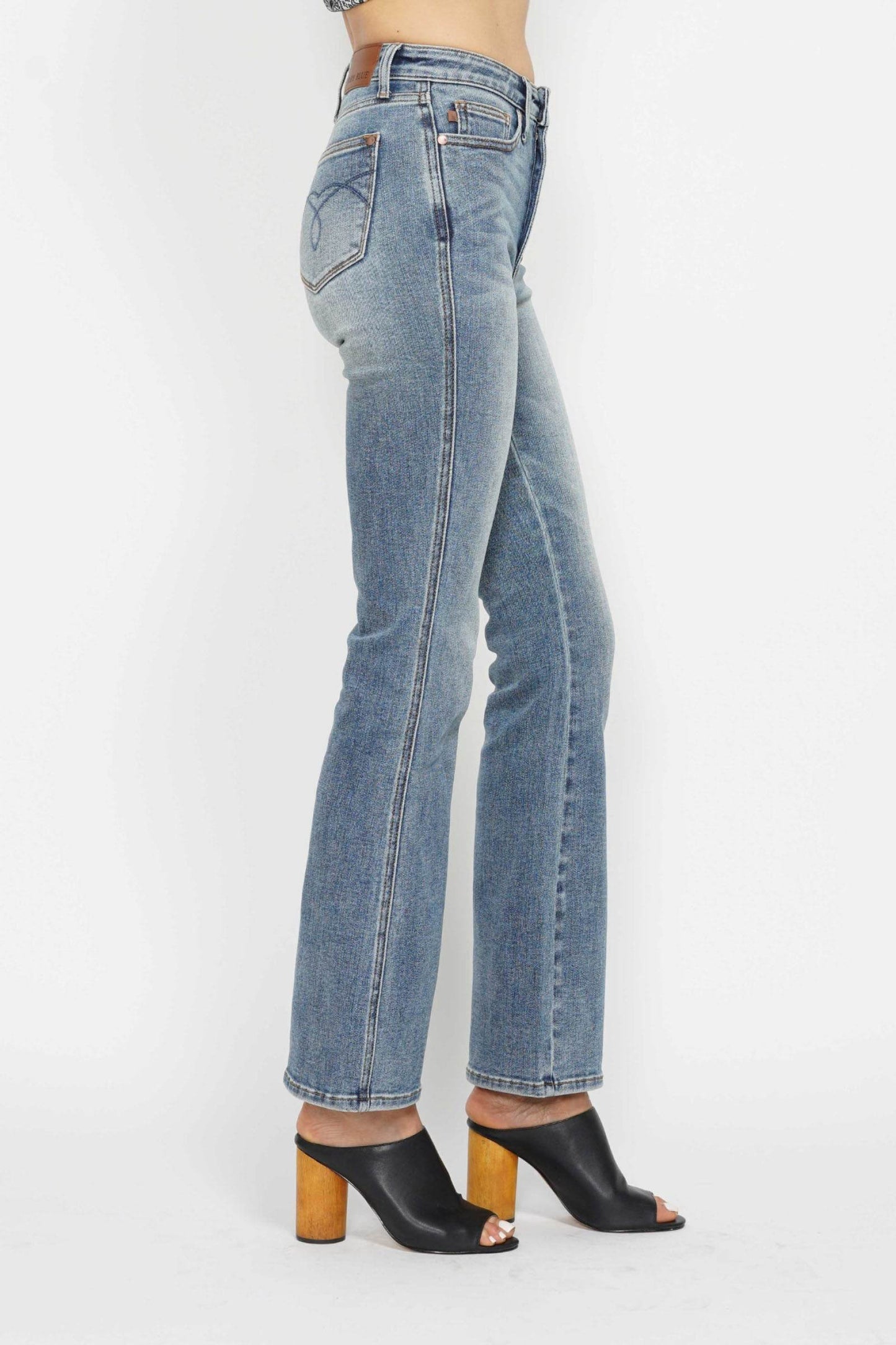 Judy Blue Full Size Tummy Control Back Embroidered Pocketed Bootcut Jeans Plus Size - Shop Style & More | Fresh Looks, Everyday Deals & Free Shipping