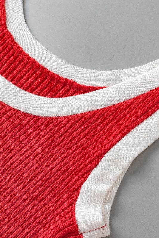 Colorblock Edge Ribbed Knit U Neck Tank Top - Shop Style & More | Fresh Looks, Everyday Deals & Free Shipping