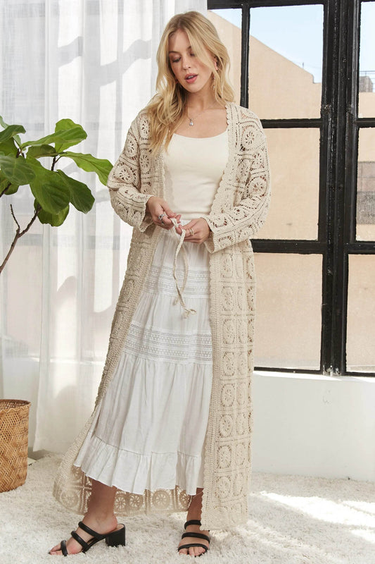ADORA Long Sleeves Crochet Elastic Cardigan - Shop Style & More | Fresh Looks, Everyday Deals & Free Shipping