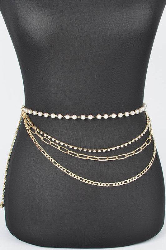 Rhinestone Pearl Station Layered Chain Belt - Shop Style & More | Fresh Looks, Everyday Deals & Free Shipping