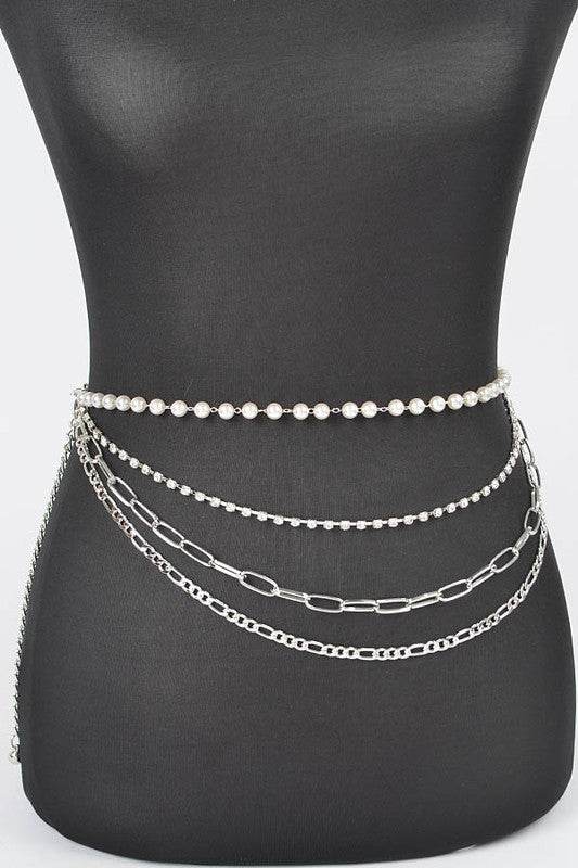Rhinestone Pearl Station Layered Chain Belt - Shop Style & More | Fresh Looks, Everyday Deals & Free Shipping