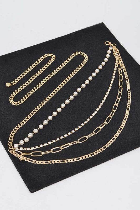 Plus Size Rhinestone Pearl Layered Chain Belt - Shop Style & More | Fresh Looks, Everyday Deals & Free Shipping
