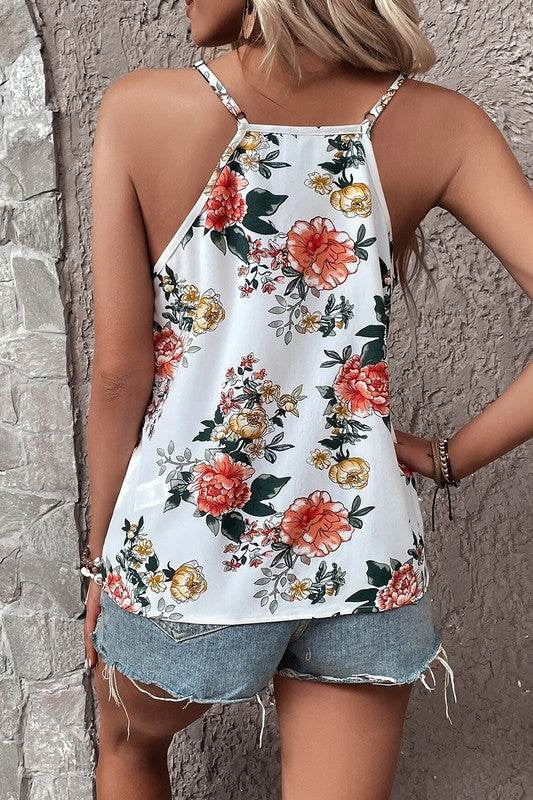 Floral Print Lace V Neck Tank Top - Shop Style & More | Fresh Looks, Everyday Deals & Free Shipping