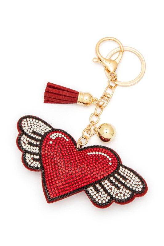 Flying Heart Rhinestone Pillow Key Chain - Shop Style & More | Fresh Looks, Everyday Deals & Free Shipping