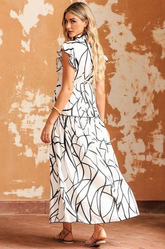 Ruffle Hem Loose Neck Elegant Ruffle Sleeve Dress - Shop Style & More | Fresh Looks, Everyday Deals & Free Shipping
