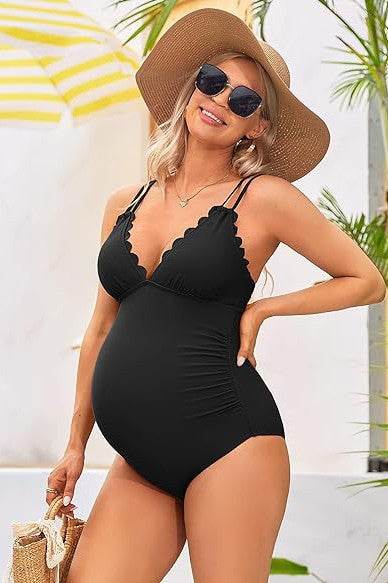 Ruch Scallop V Neck One Piece Maternity Swimsuit - Shop Style & More | Fresh Looks, Everyday Deals & Free Shipping