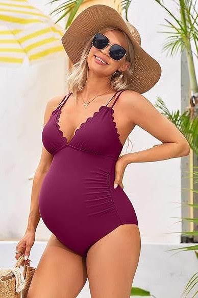 Ruch Scallop V Neck One Piece Maternity Swimsuit - Shop Style & More | Fresh Looks, Everyday Deals & Free Shipping