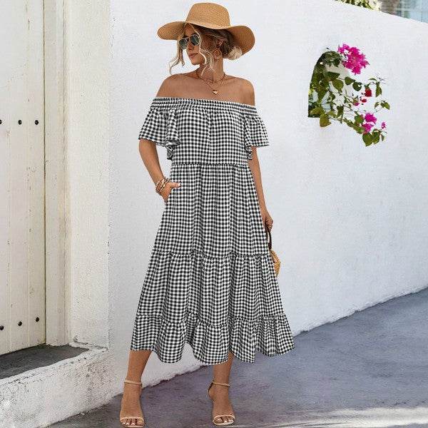Summer Dress for Women Plaid Puff Sleeves Dress - Shop Style & More | Fresh Looks, Everyday Deals & Free Shipping