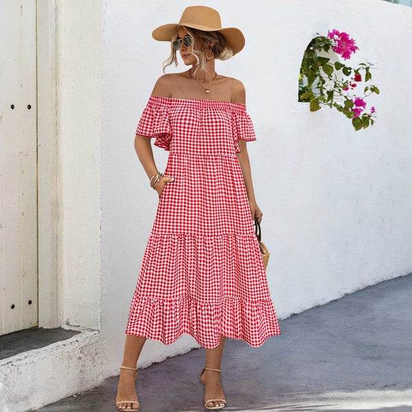 Summer Dress for Women Plaid Puff Sleeves Dress - Shop Style & More | Fresh Looks, Everyday Deals & Free Shipping