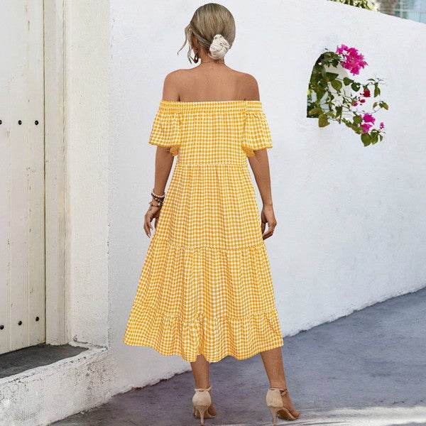 Summer Dress for Women Plaid Puff Sleeves Dress - Shop Style & More | Fresh Looks, Everyday Deals & Free Shipping
