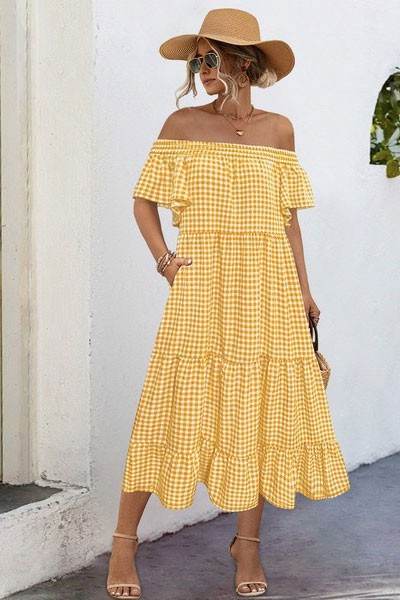 Summer Dress for Women Plaid Puff Sleeves Dress - Shop Style & More | Fresh Looks, Everyday Deals & Free Shipping