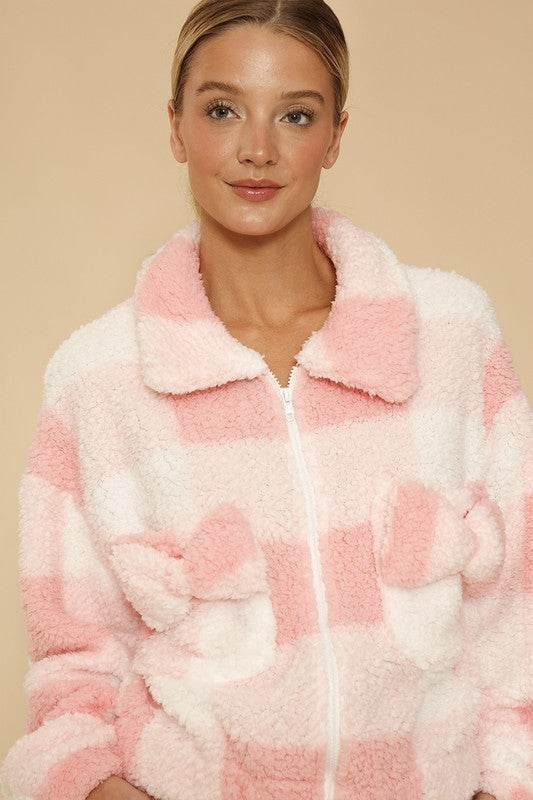 Sherpa bow zip up jacket - Shop Style & More | Fresh Looks, Everyday Deals & Free Shipping