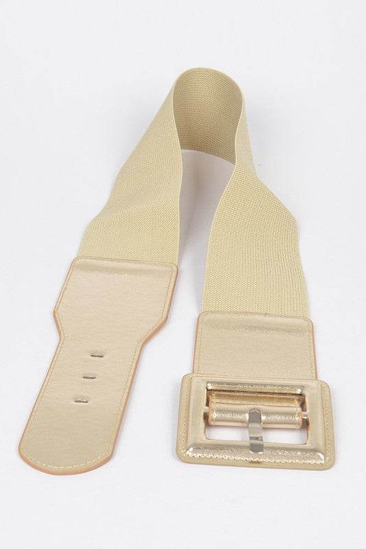 Metallic Faux Leather Elastic Fashion Wide Belt - Shop Style & More | Fresh Looks, Everyday Deals & Free Shipping