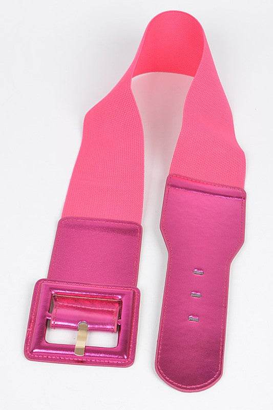 Metallic Faux Leather Elastic Fashion Wide Belt - Shop Style & More | Fresh Looks, Everyday Deals & Free Shipping