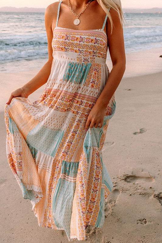 Patchwork mint coral long sundress - Shop Style & More | Fresh Looks, Everyday Deals & Free Shipping