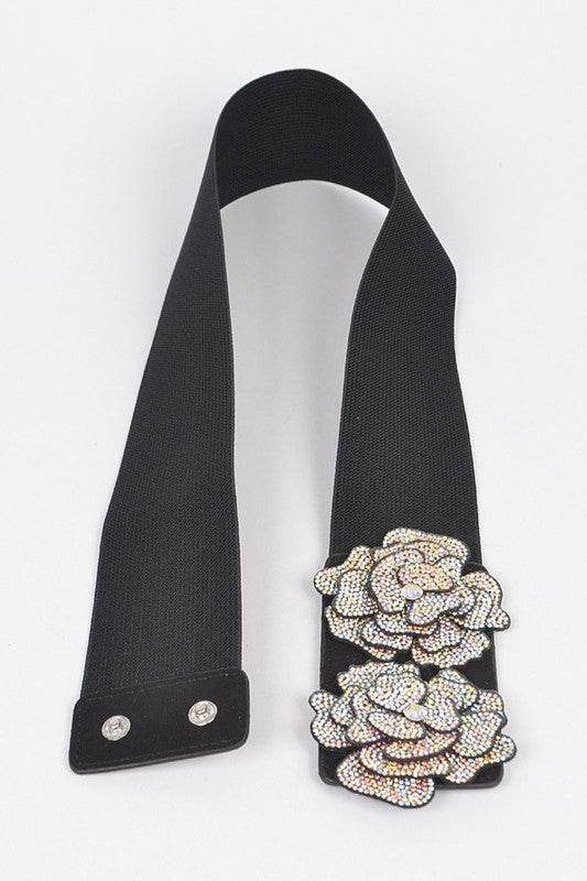 AB Rhinestone Flower Iconic Elastic Belt - Shop Style & More | Fresh Looks, Everyday Deals & Free Shipping