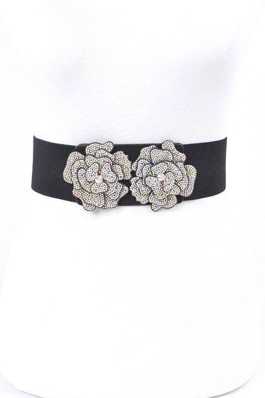 AB Rhinestone Flower Iconic Elastic Belt - Shop Style & More | Fresh Looks, Everyday Deals & Free Shipping