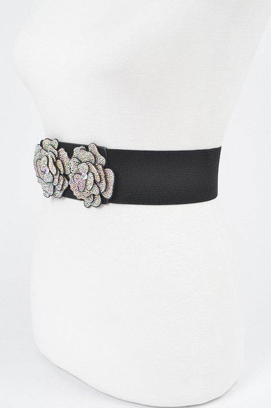 AB Rhinestone Flower Iconic Elastic Belt - Shop Style & More | Fresh Looks, Everyday Deals & Free Shipping