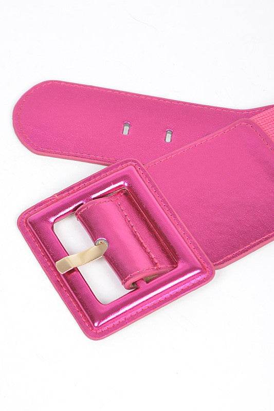 Metallic Faux Leather Elastic Fashion Wide Belt - Shop Style & More | Fresh Looks, Everyday Deals & Free Shipping