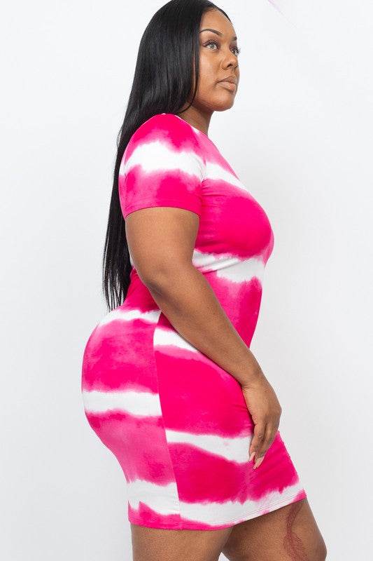PLUS Size Stripe Tie-Dye Printed Midi Dress - Shop Style & More | Fresh Looks, Everyday Deals & Free Shipping