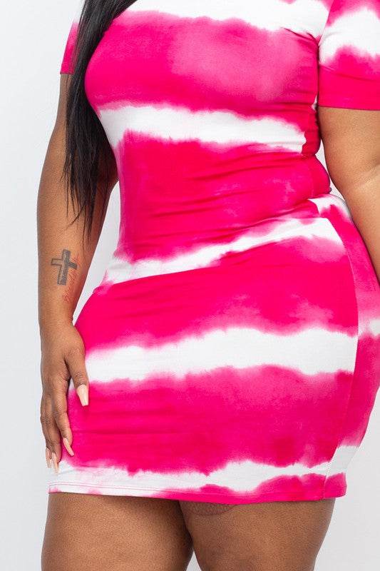 PLUS Size Stripe Tie-Dye Printed Midi Dress - Shop Style & More | Fresh Looks, Everyday Deals & Free Shipping