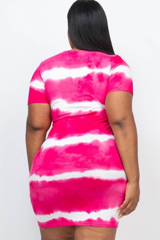 PLUS Size Stripe Tie-Dye Printed Midi Dress - Shop Style & More | Fresh Looks, Everyday Deals & Free Shipping