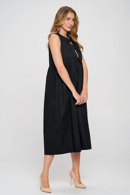 Made in USA Cotton Sleeveless Dress w Front Tie - Shop Style & More | Fresh Looks, Everyday Deals & Free Shipping