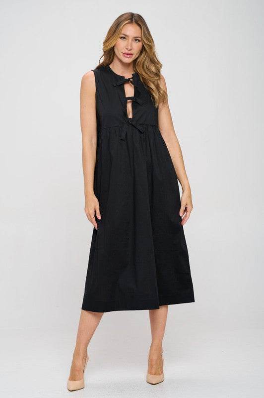 Made in USA Cotton Sleeveless Dress w Front Tie - Shop Style & More | Fresh Looks, Everyday Deals & Free Shipping