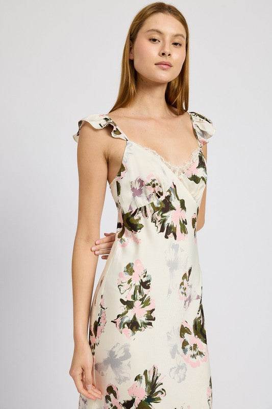 FLORAL MIDI DRESS WITH LACE DETAIL - Shop Style & More | Fresh Looks, Everyday Deals & Free Shipping