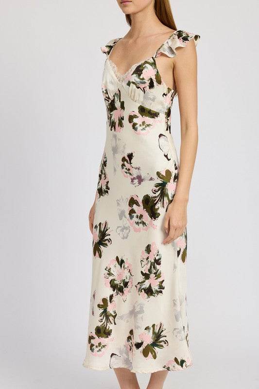 FLORAL MIDI DRESS WITH LACE DETAIL - Shop Style & More | Fresh Looks, Everyday Deals & Free Shipping