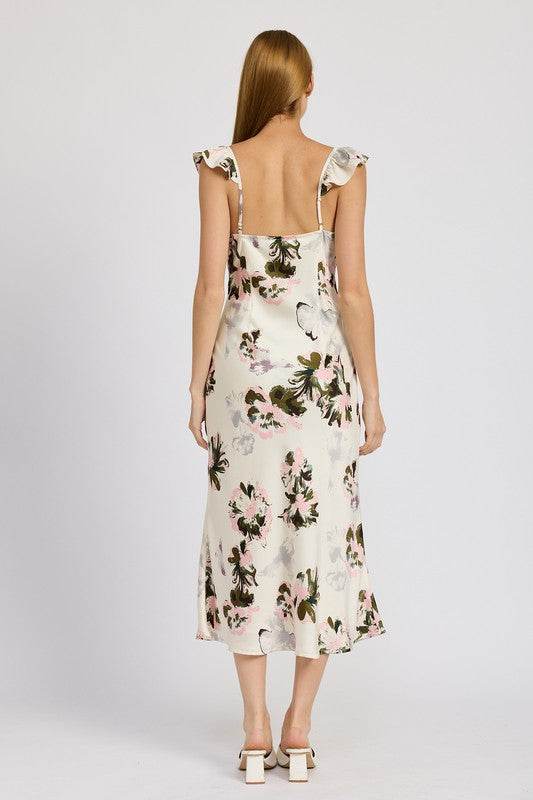 FLORAL MIDI DRESS WITH LACE DETAIL - Shop Style & More | Fresh Looks, Everyday Deals & Free Shipping