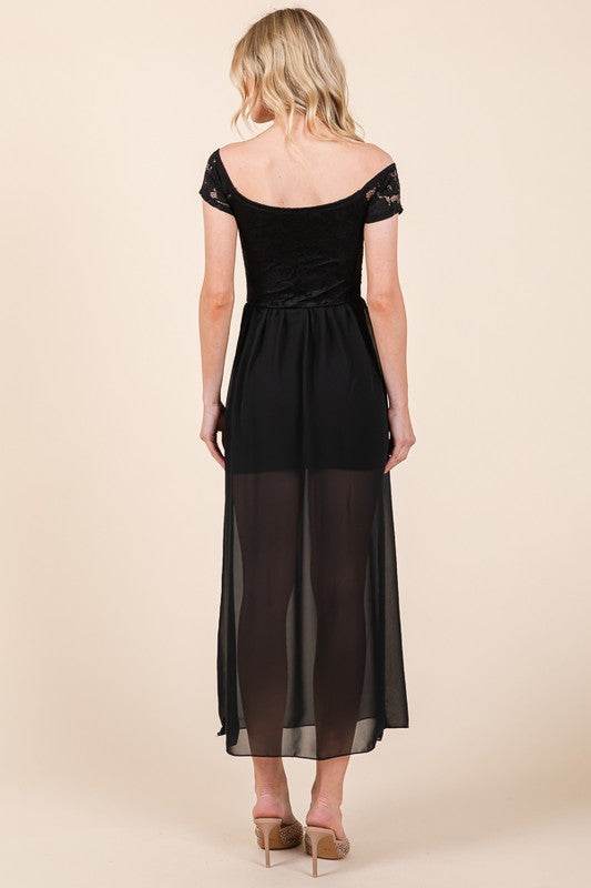 Lace Off Shoulder Chiffon Dress - Shop Style & More | Fresh Looks, Everyday Deals & Free Shipping