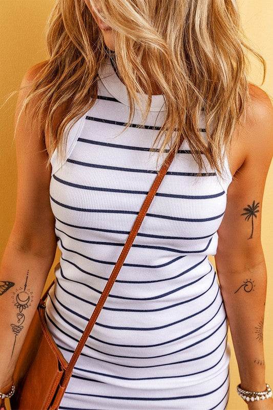 Women's Ribbed Knit Striped Sleeveless Dress - Shop Style & More | Fresh Looks, Everyday Deals & Free Shipping