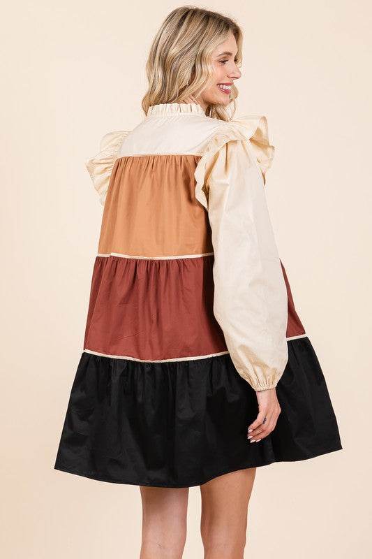 Plus Tiered Color Block Mini Dress - Shop Style & More | Fresh Looks, Everyday Deals & Free Shipping