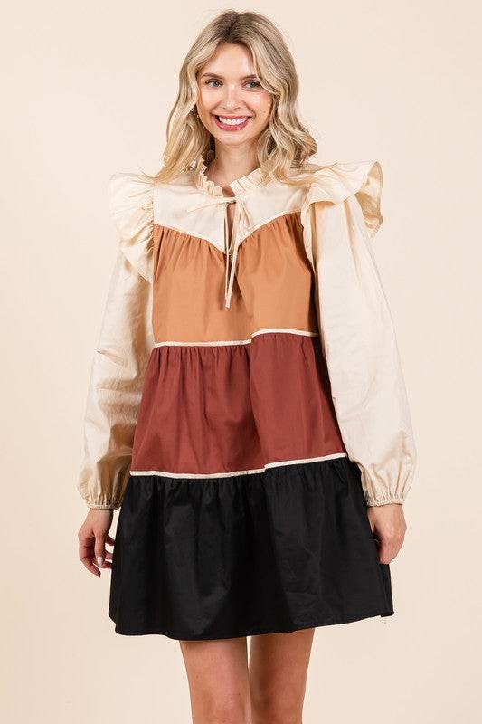 Plus Tiered Color Block Mini Dress - Shop Style & More | Fresh Looks, Everyday Deals & Free Shipping