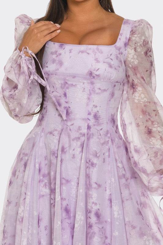 Lavender Blossom Puff Sleeve Dress - Shop Style & More | Fresh Looks, Everyday Deals & Free Shipping