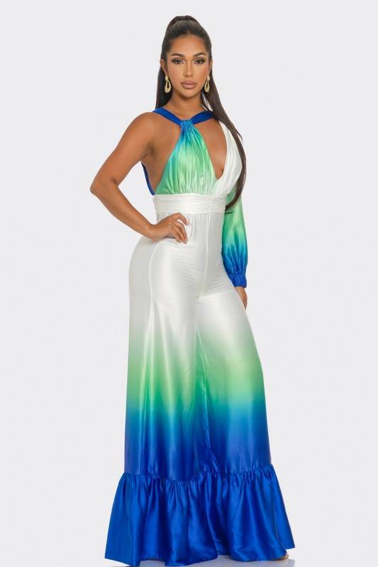 Ocean Satin Ombre Jumpsuit - Shop Style & More | Fresh Looks, Everyday Deals & Free Shipping