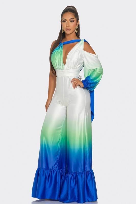 Ocean Satin Ombre Jumpsuit - Shop Style & More | Fresh Looks, Everyday Deals & Free Shipping