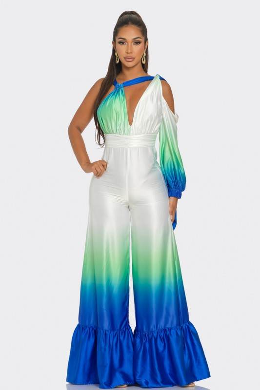 Ocean Satin Ombre Jumpsuit - Shop Style & More | Fresh Looks, Everyday Deals & Free Shipping
