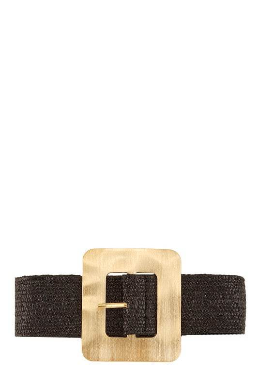 Metal Square Buckle Straw Elastic Belt - Shop Style & More | Fresh Looks, Everyday Deals & Free Shipping
